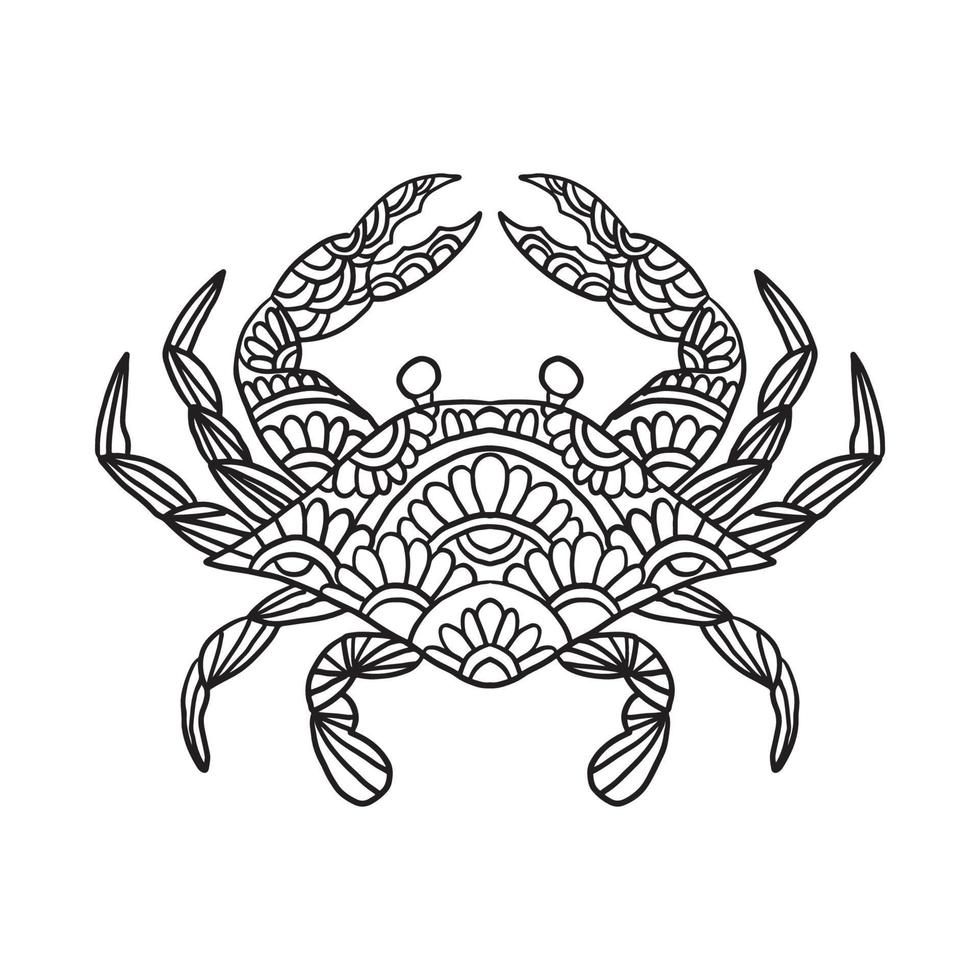 Crab Animal Doodle Pattern Coloring page vector