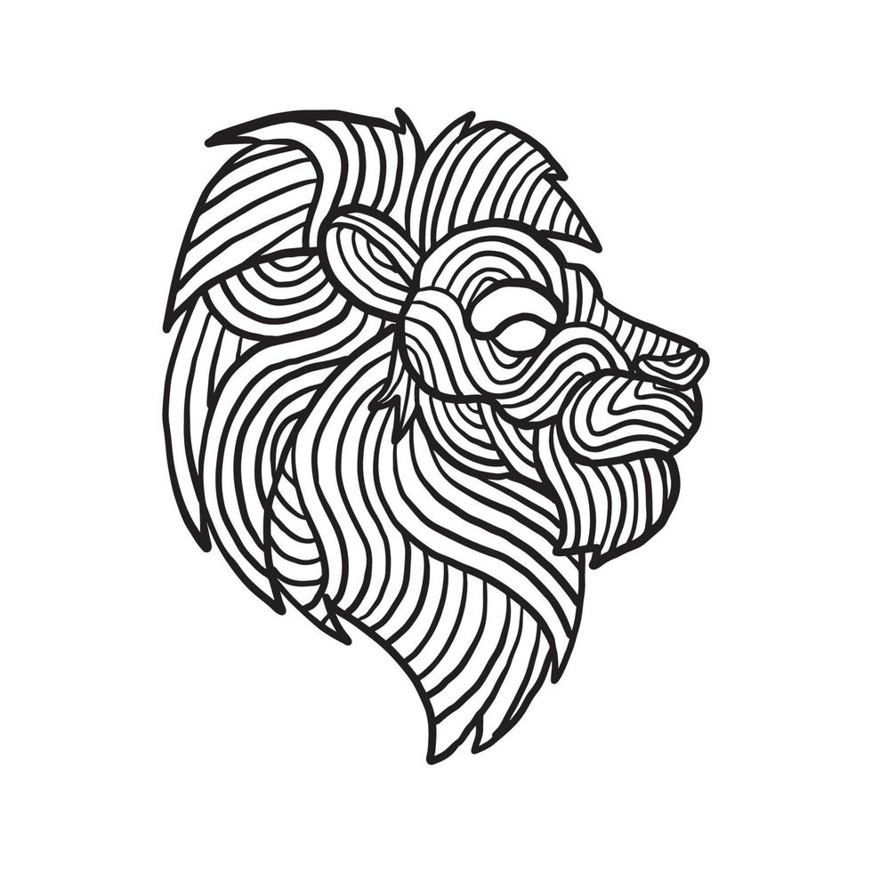 león animal garabato patrón colorear página vector