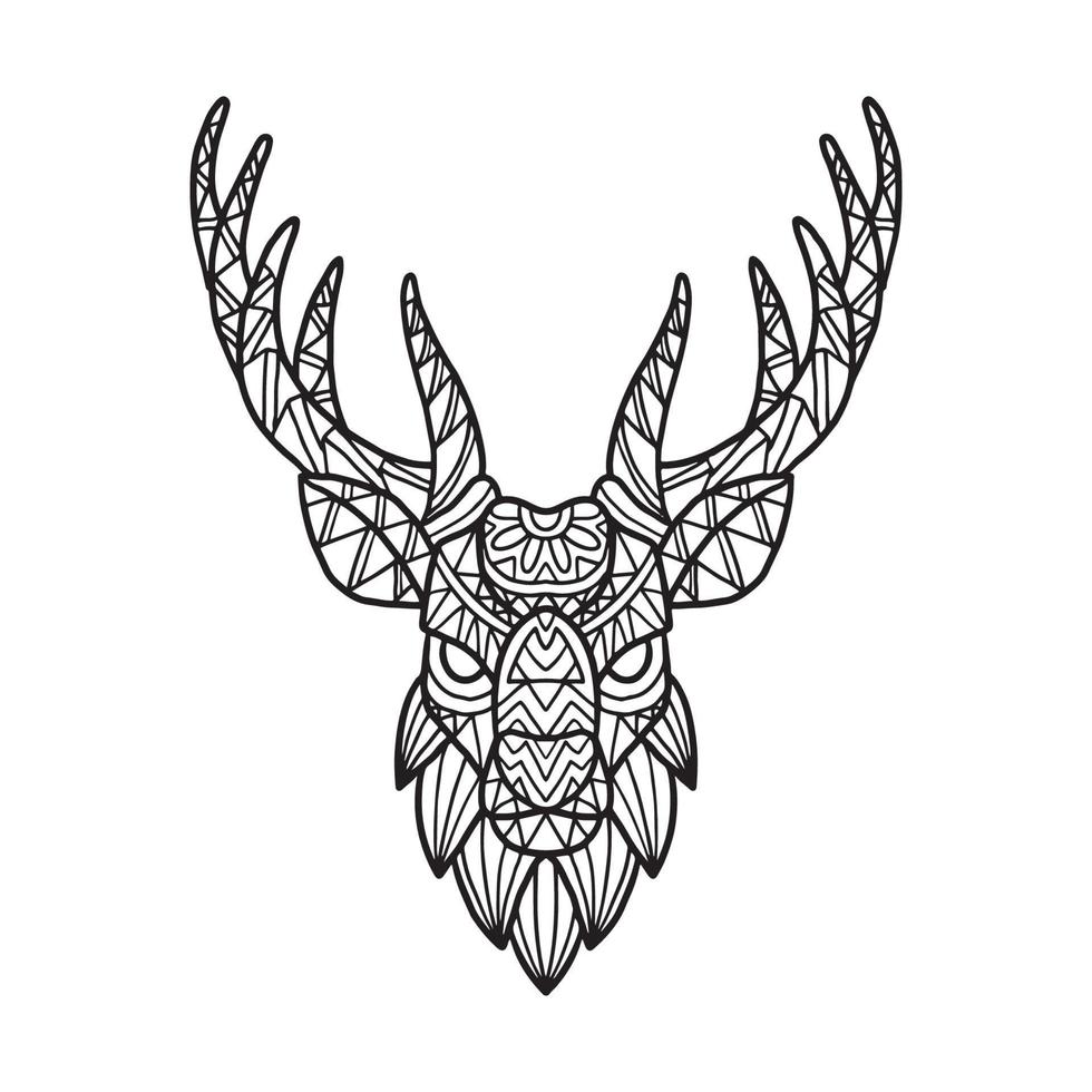 Deer Animal Doodle Pattern Coloring Page vector