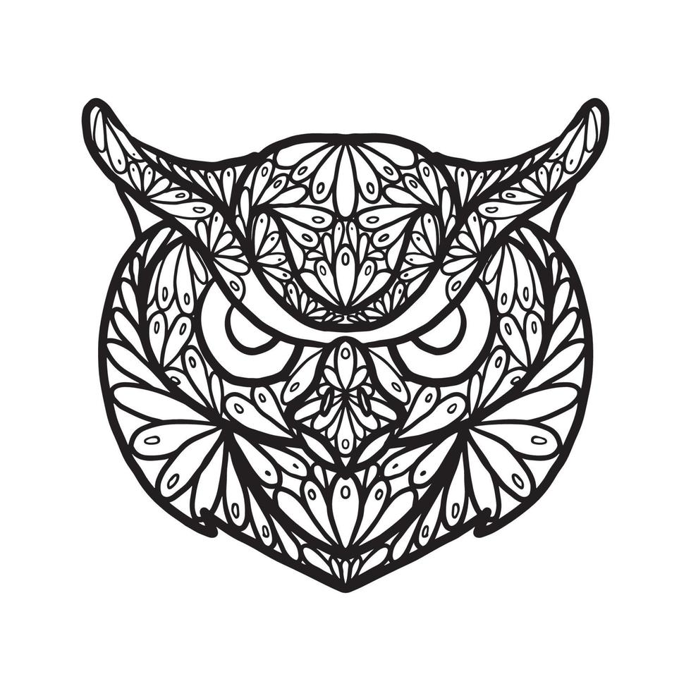 Owl Bird Doodle Pattern Coloring Page vector