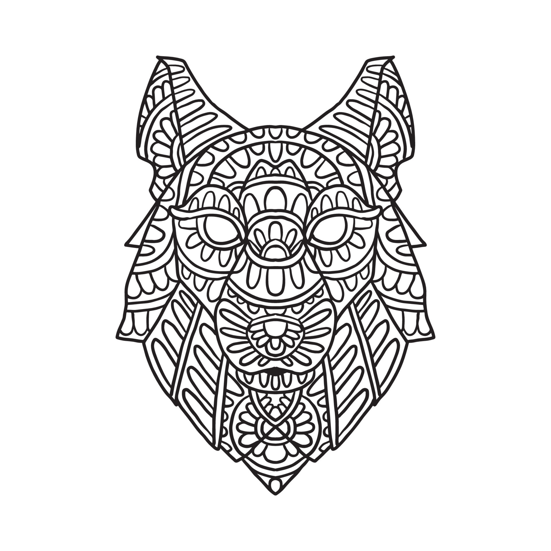 Wolf Animal Doodle Pattern Coloring page 14455249 Vector Art at Vecteezy