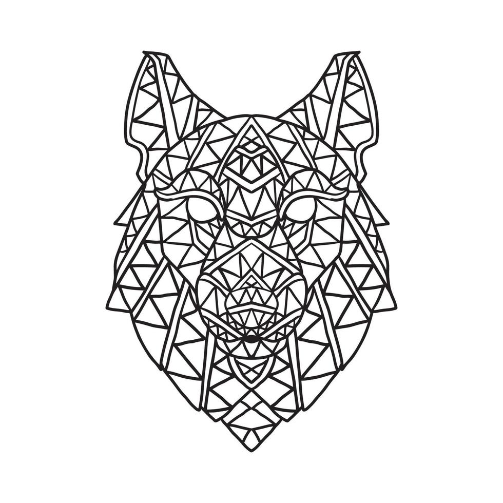 Wolf Animal Doodle Pattern Coloring page vector