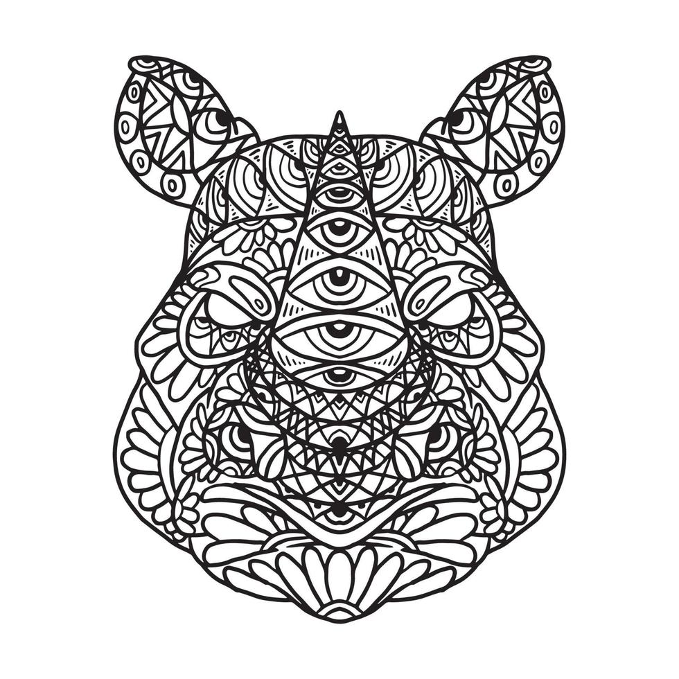Rhino Animal Doodle Pattern Coloring Page 14455276 Vector Art at Vecteezy