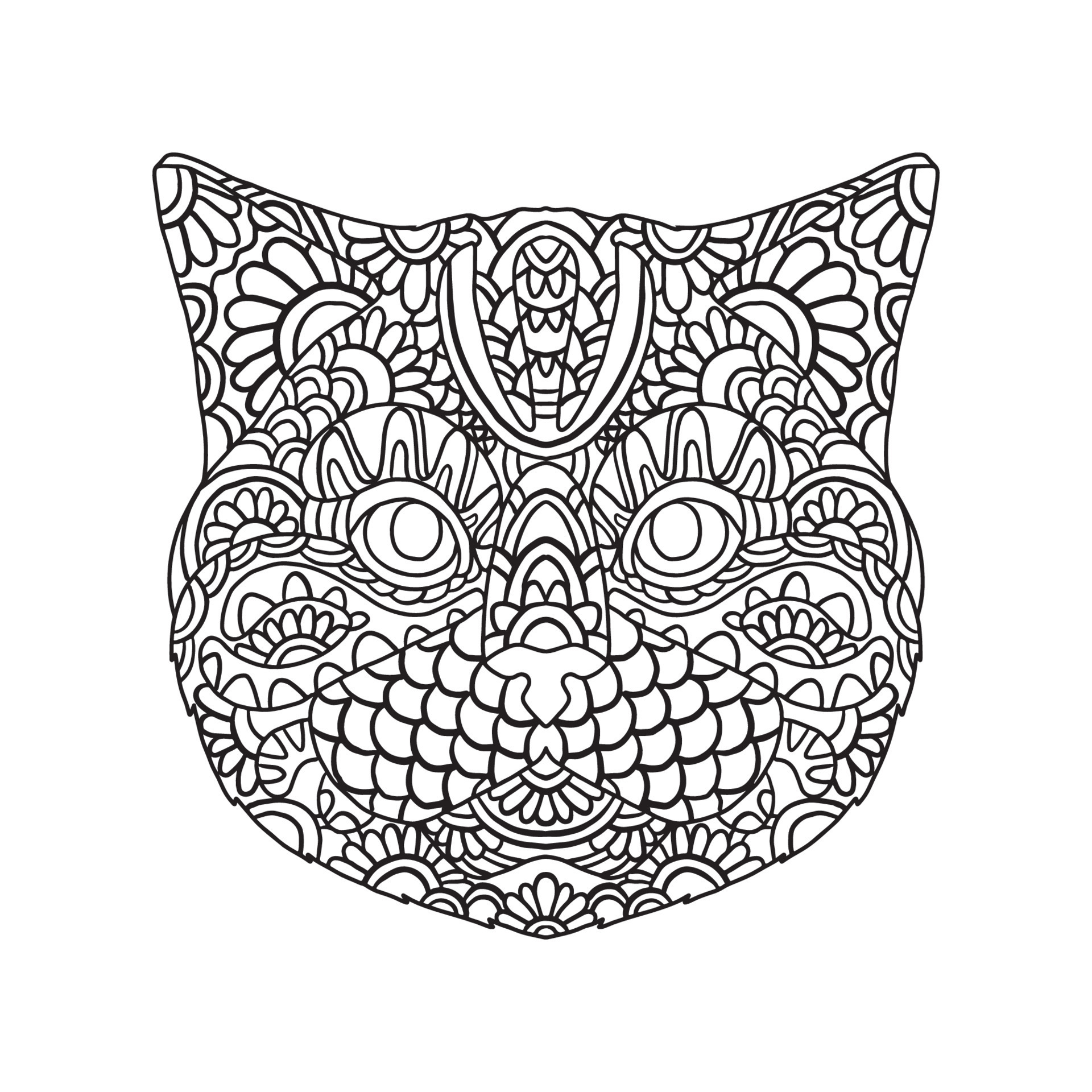 Cat Animal Doodle Pattern Coloring Page 14455288 Vector Art at Vecteezy