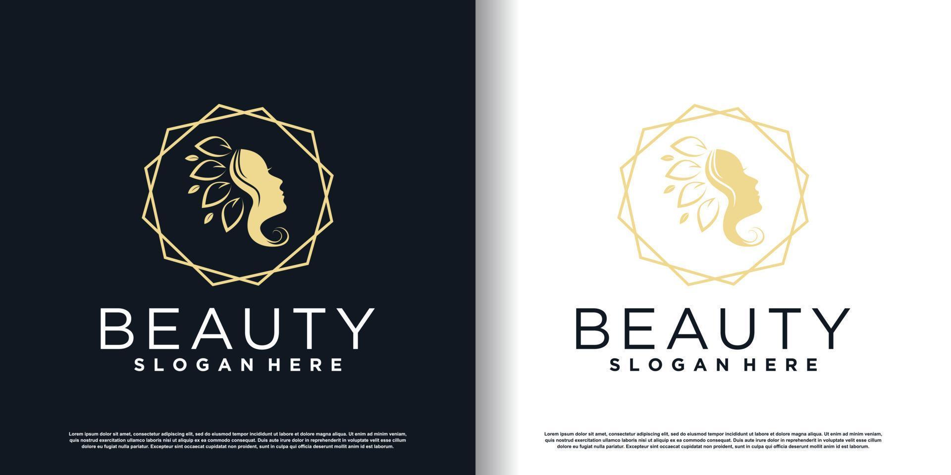 logotipo de belleza con vector premium de diseño creativo
