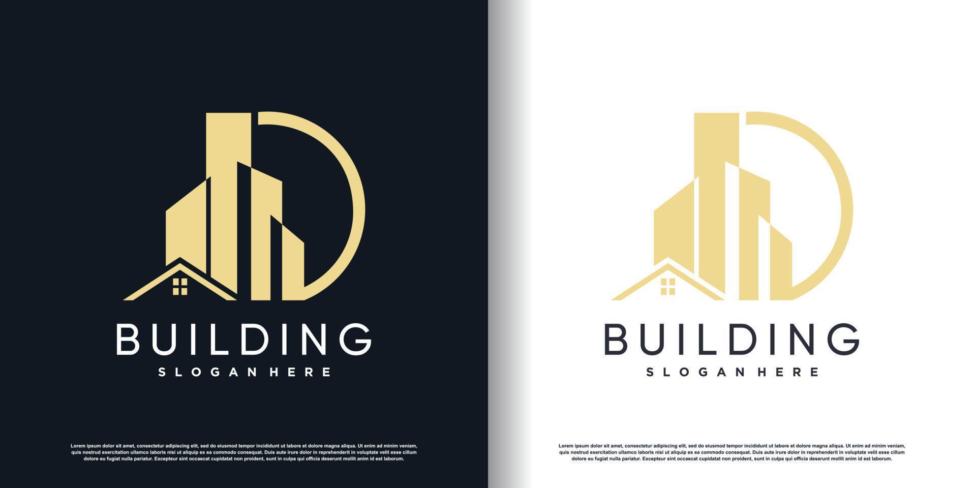 Building logo design with modern concept Premium Vector