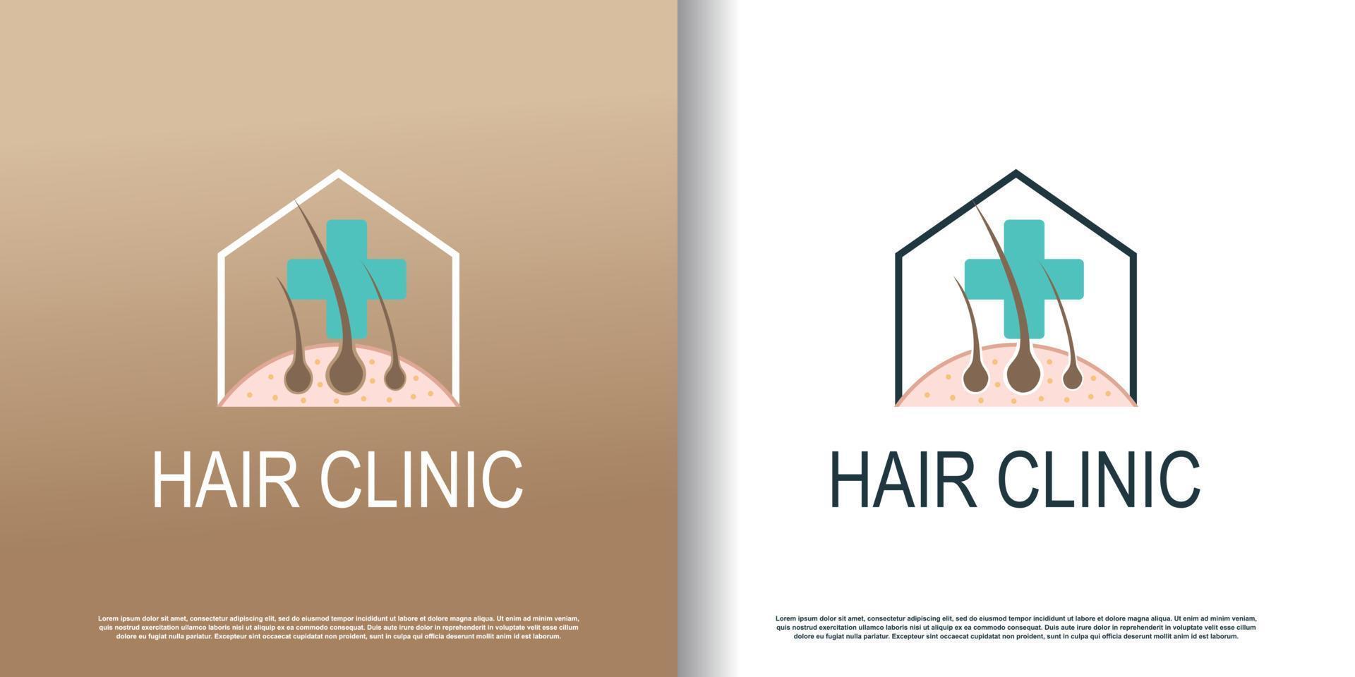 hair clinic logo icon with creative concept  premium vector
