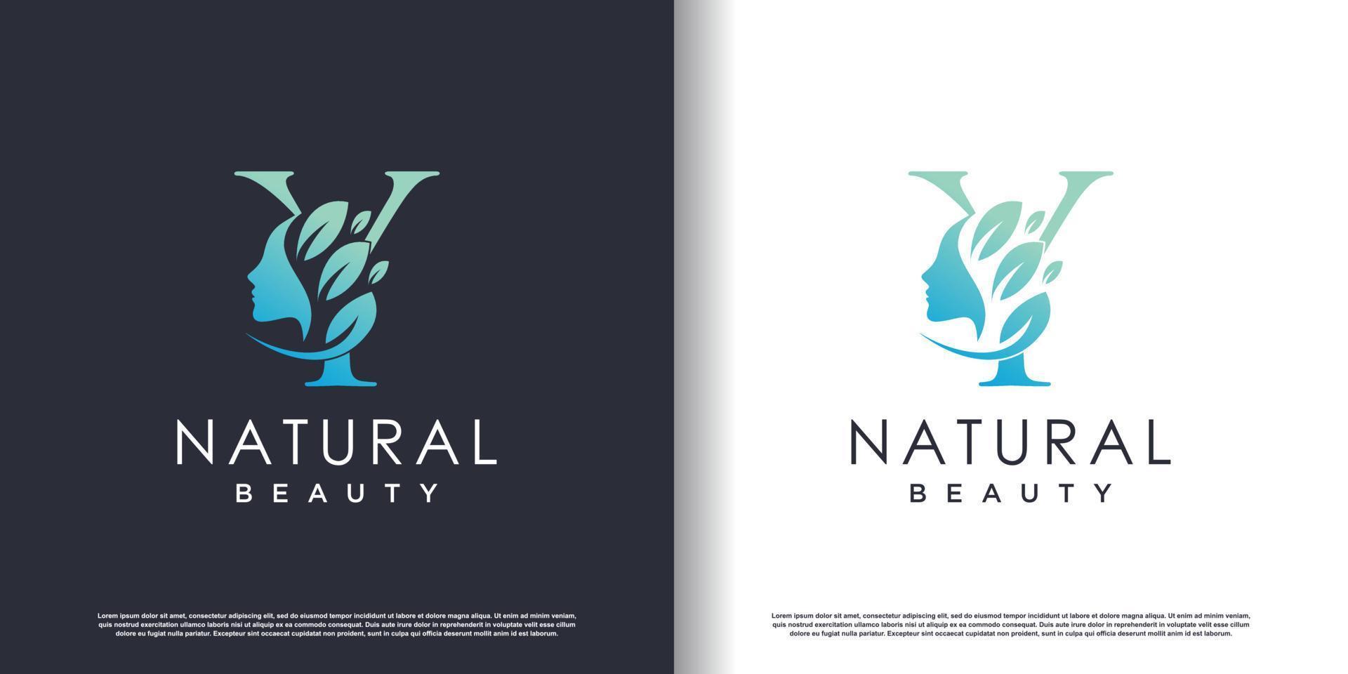 plantilla de logotipo de belleza natural con vector premium de concepto de letra y