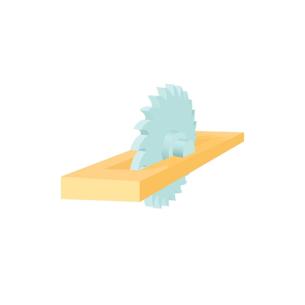 Metal blade of circular saw in a plank icon vector