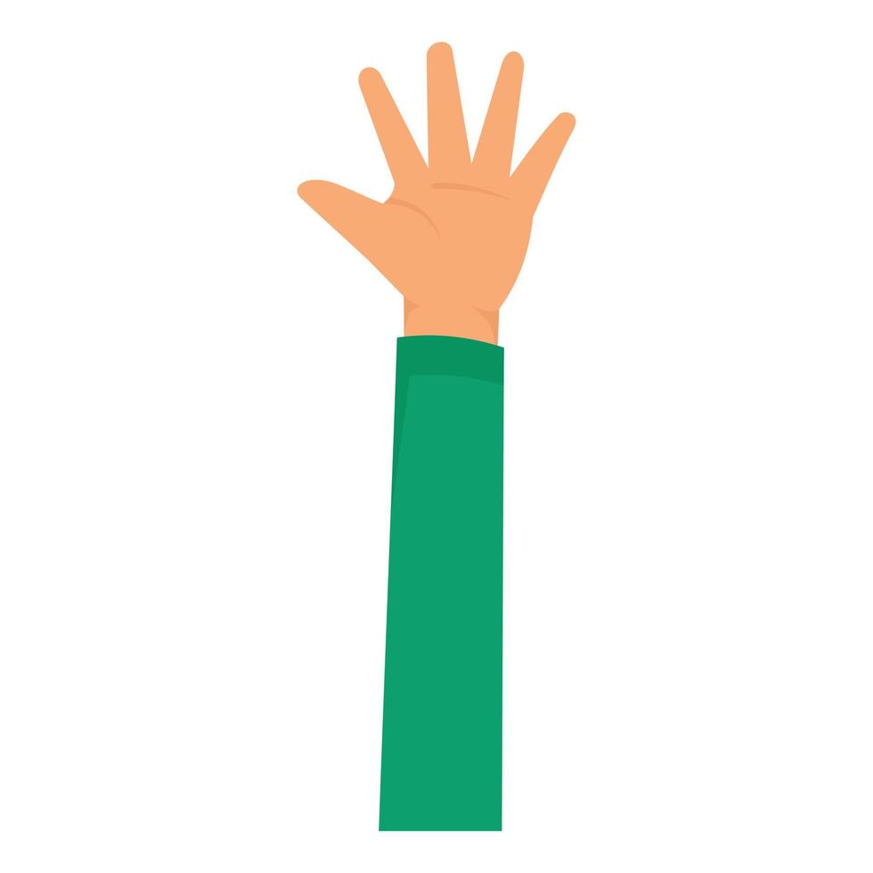 icono de mano de niño largo, estilo plano vector