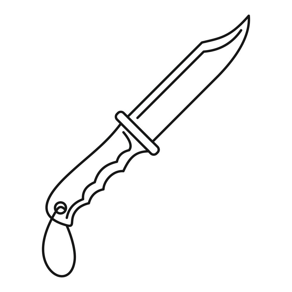 icono de cuchillo de buceo, estilo de esquema vector