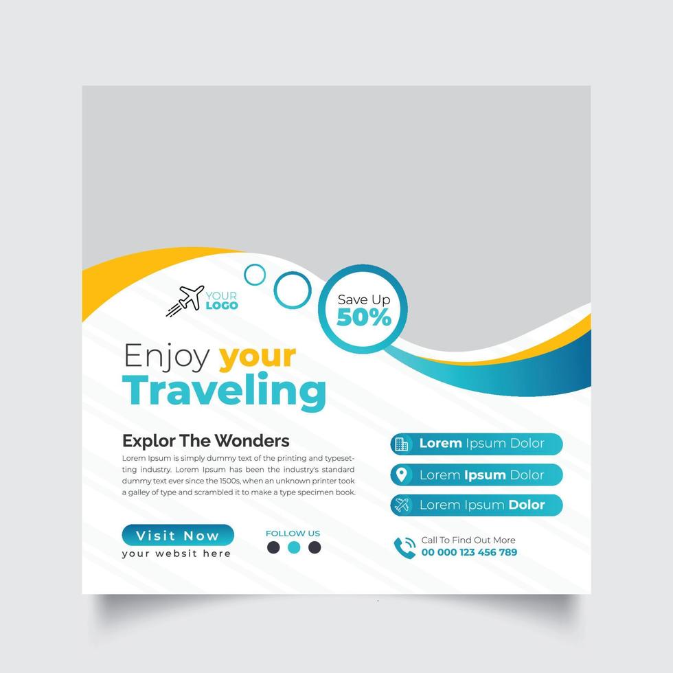 Travel Social Media Design Template vector