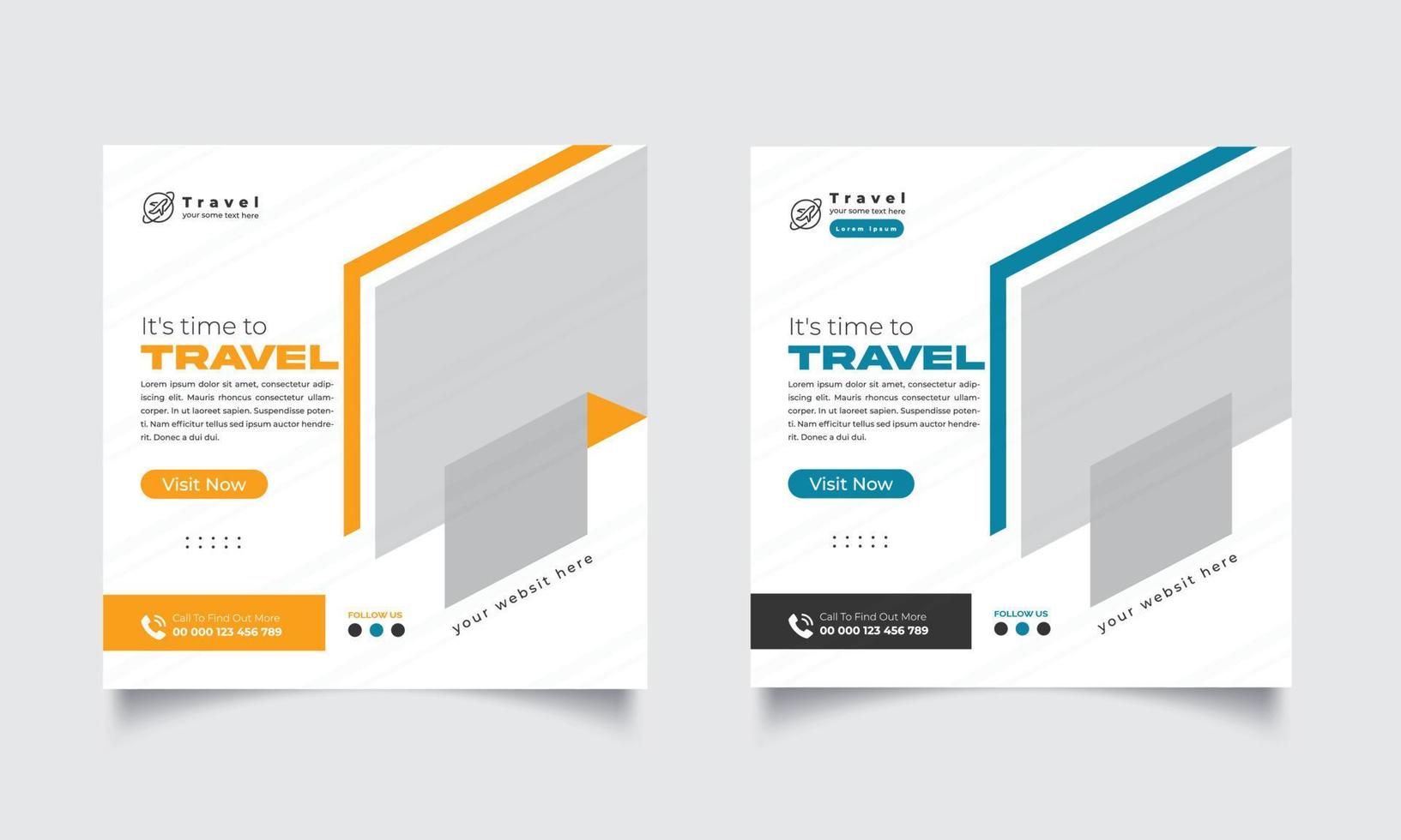 Travel Social Media Design Template vector