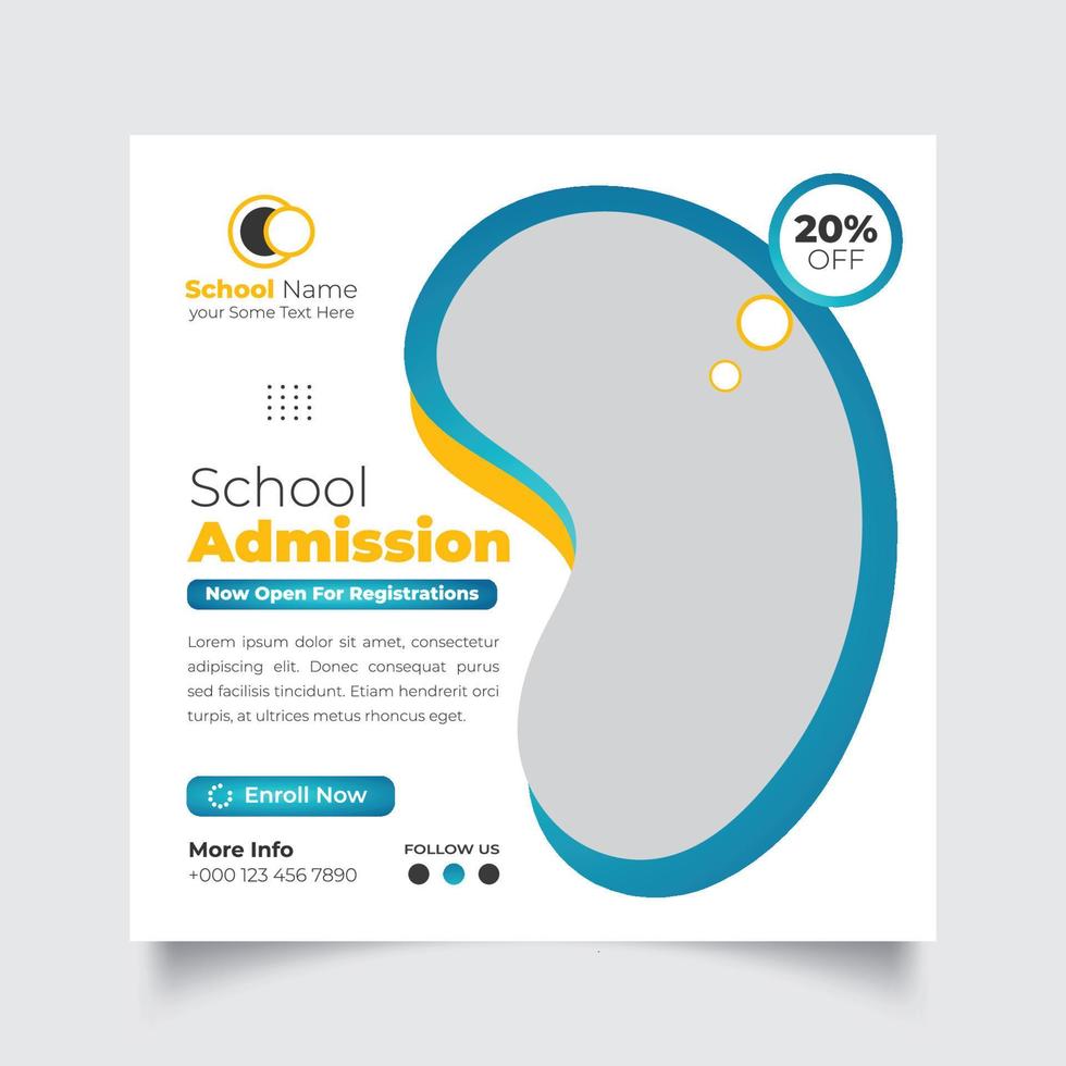 School Admission Social Media Design Post vector