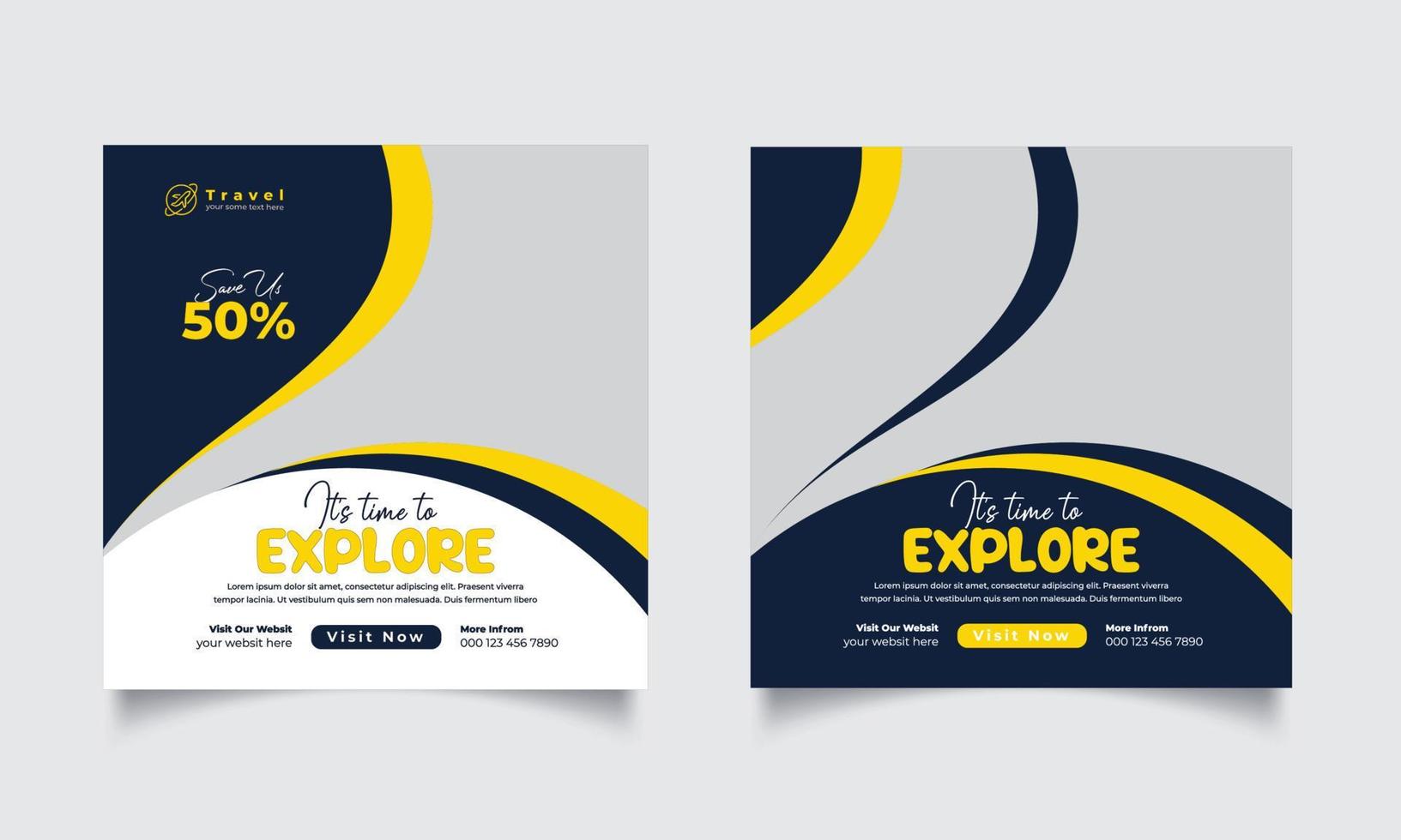 Travel Social Media Design Template vector