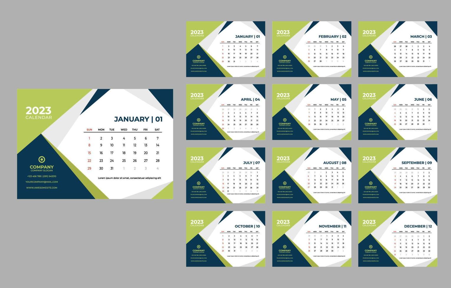 Business Calendar 2023 Template vector