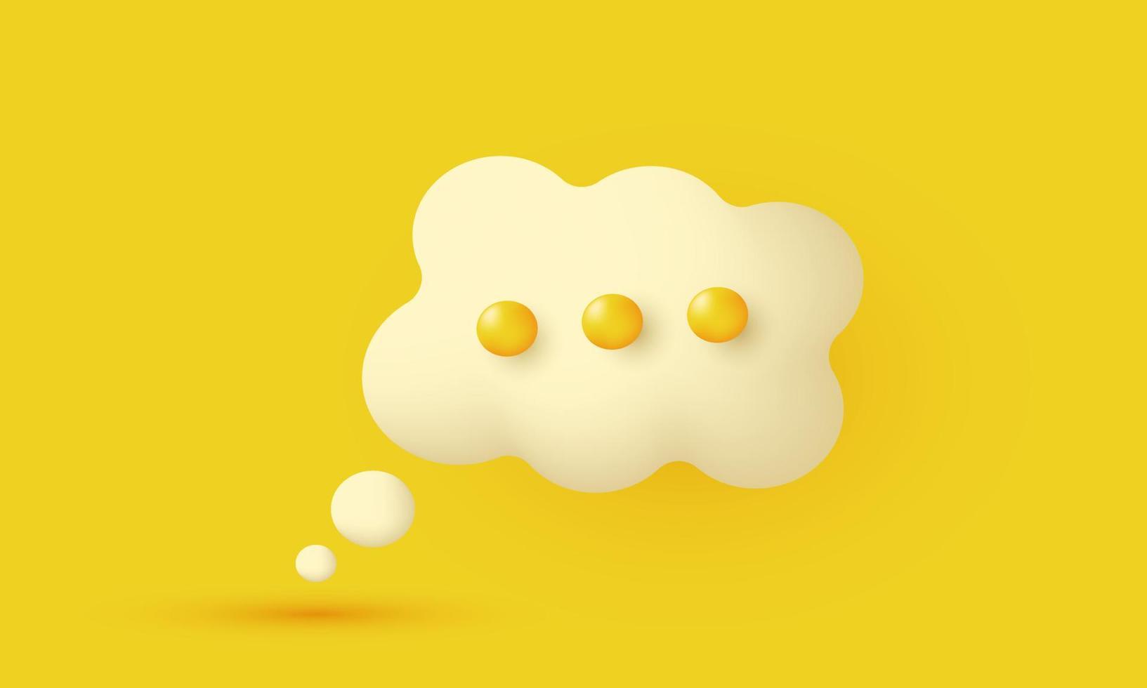 illustration icon 3d speech cloud bubble chat isolated on yellow background vector