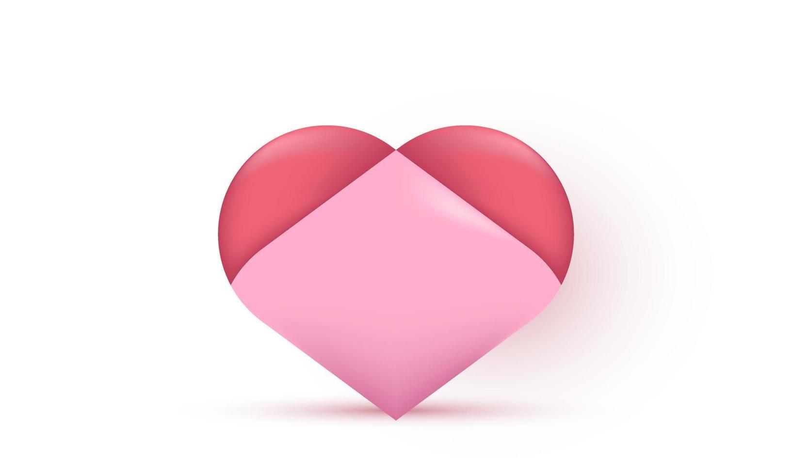 illustration icon 3d pink love cute vector isolated on white background