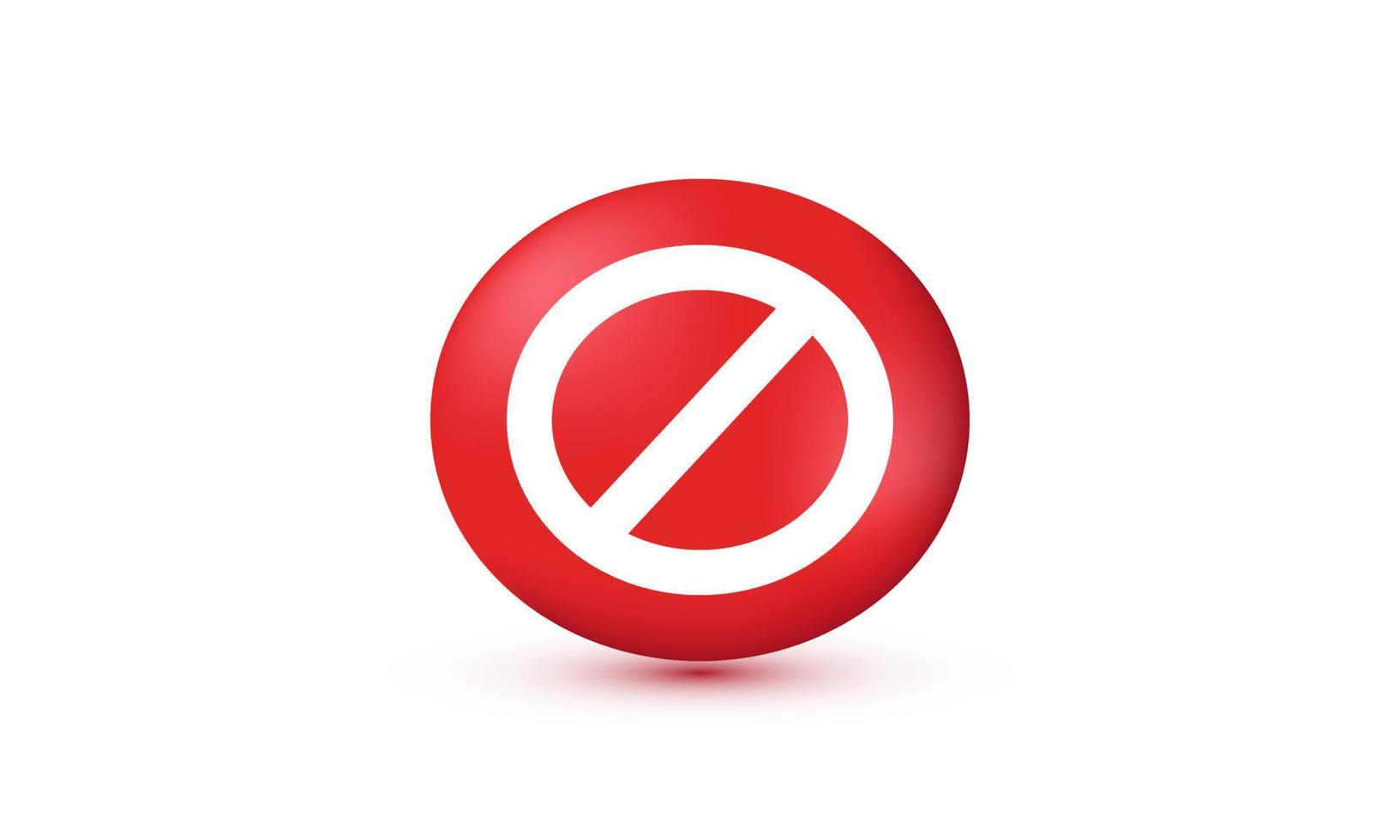 illustration icon 3d red  ban wrong sign interface isolated on background vector