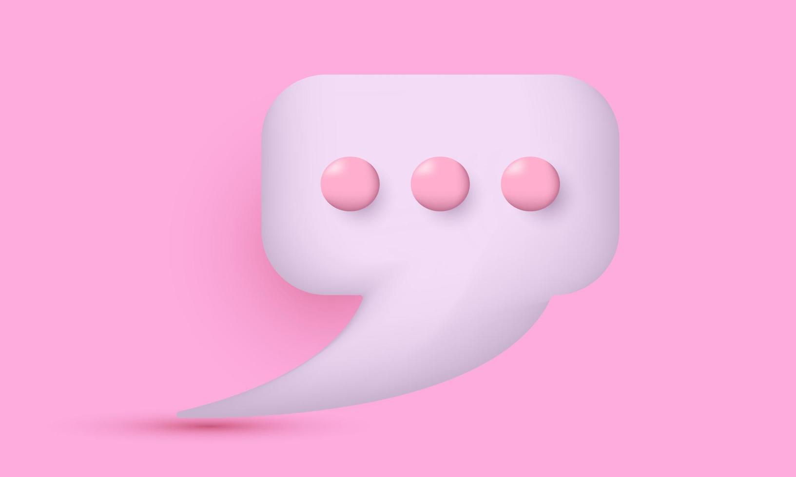 illustration icon 3d pink speech bubble talking isolated on background vector