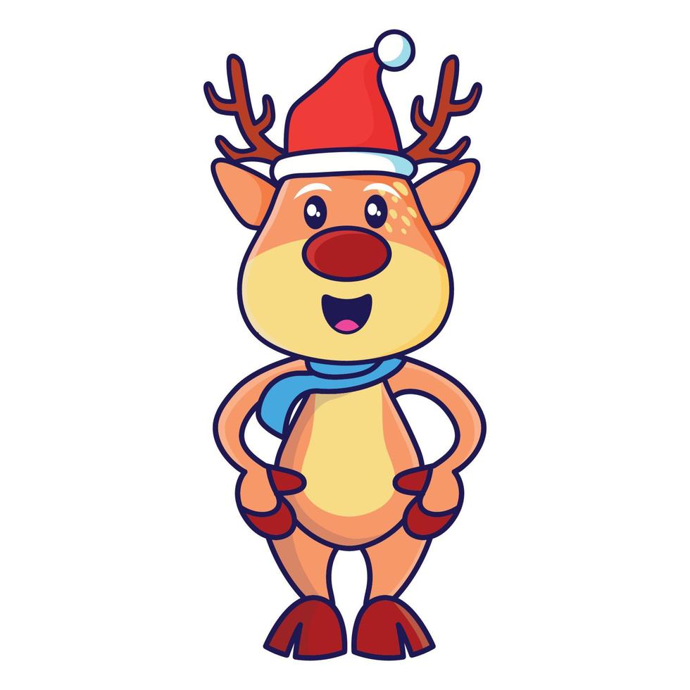 Cute Christmas reindeer illustration with white isolated background vector