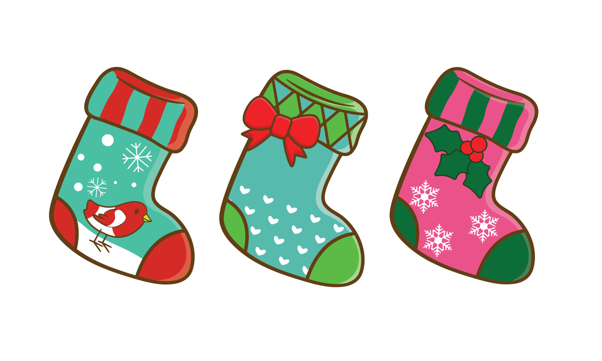 A Set Of Christmas Socks For The Holiday Cartoon Flat Design Vector a-set-of-christmas-socks-for-the-holiday-cartoon-flat-design-vector