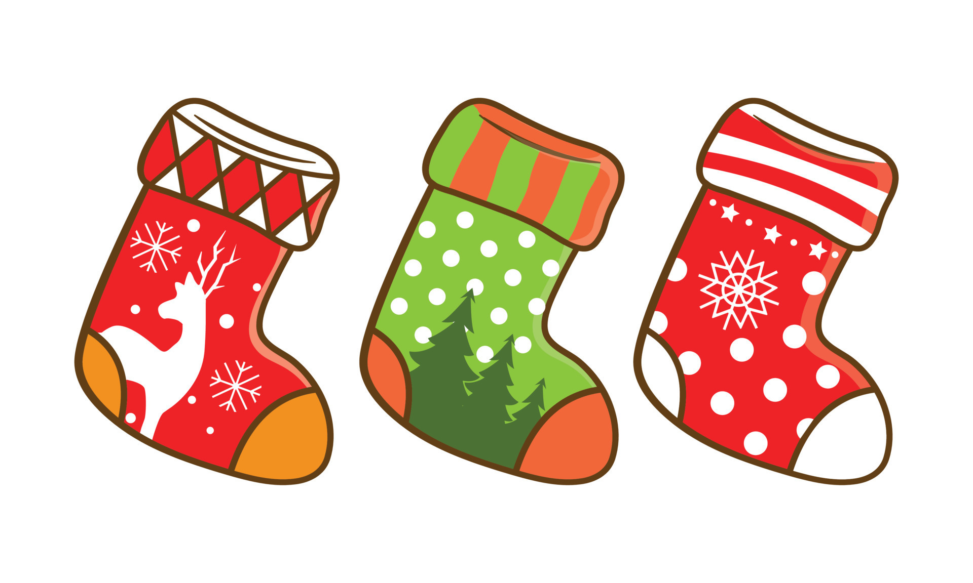A set of Christmas socks for the holiday. Cartoon. Flat design. Vector  14455710 Vector Art at Vecteezy