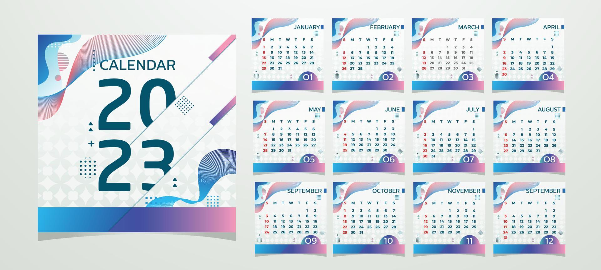 calendario 2023 plantilla formal vector