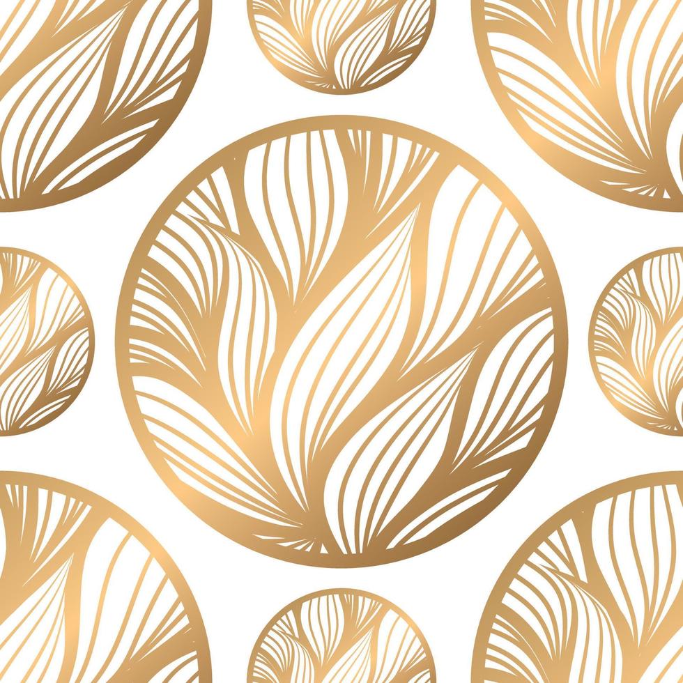 Vector elegant golden floral line drawing pattern