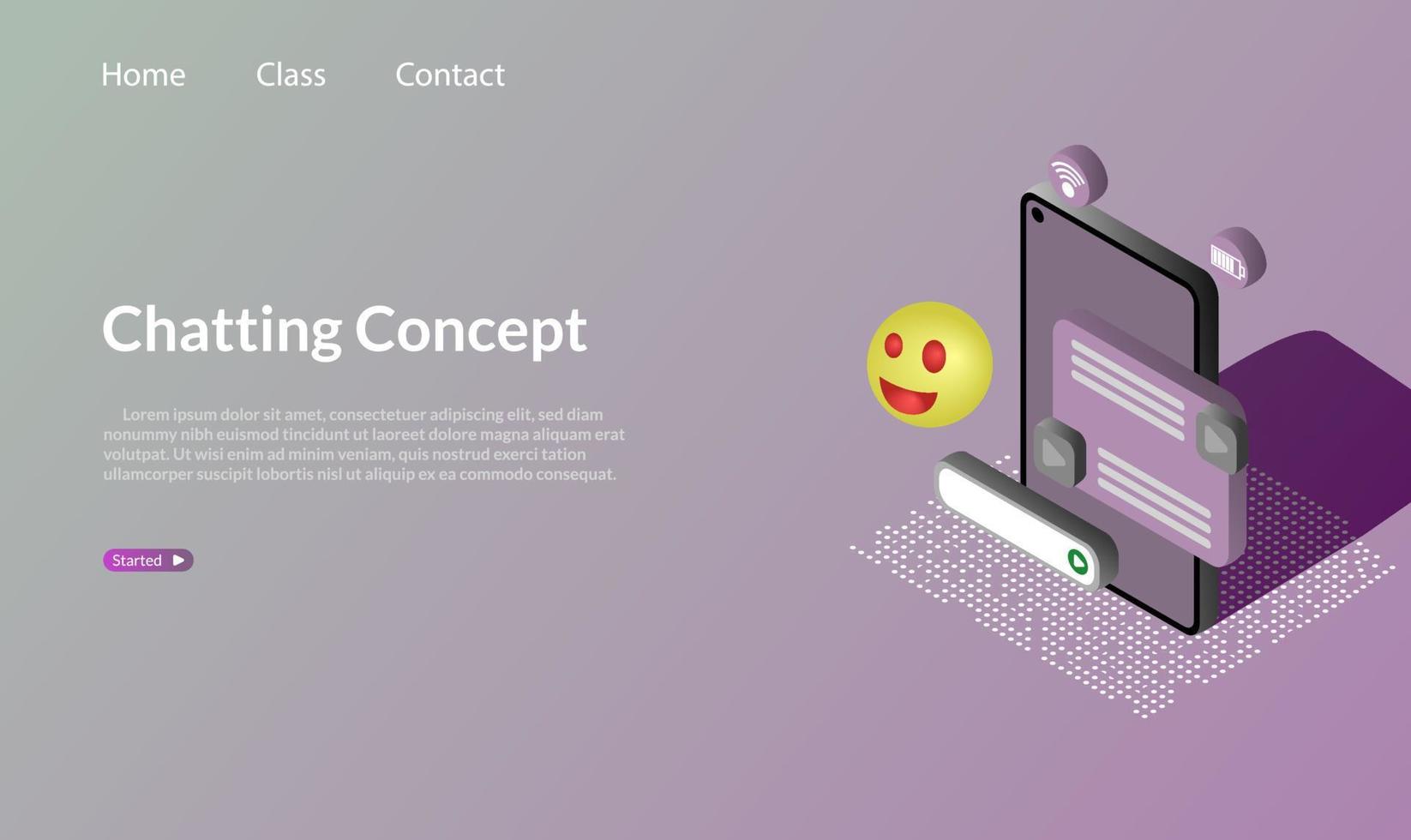 Vector isometric live chat service, social media communication, networking, messaging, isometric concept template landing page website business