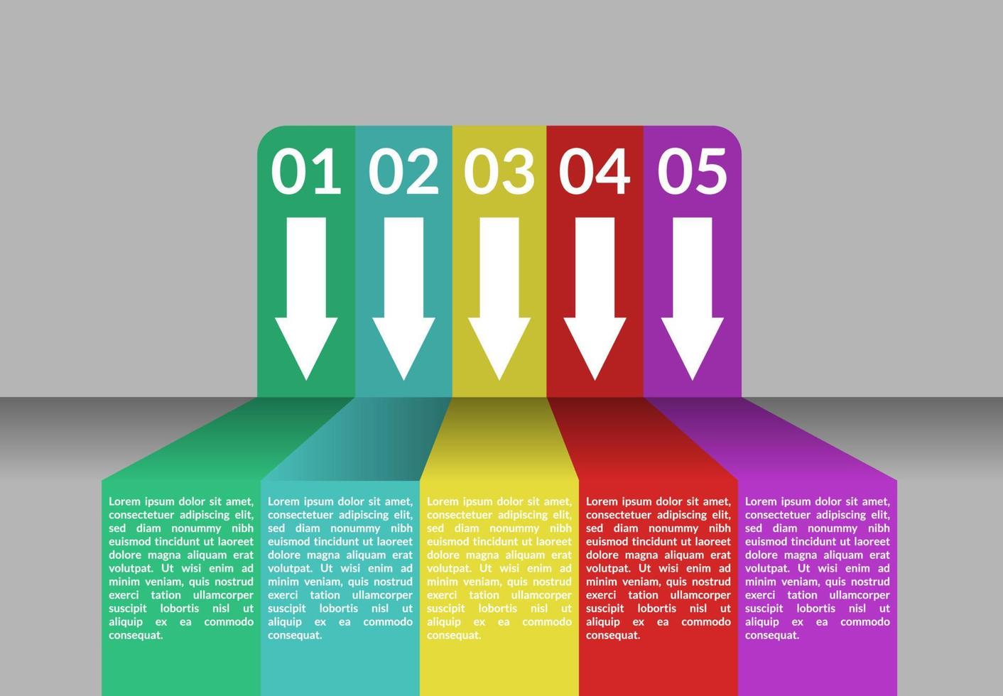 plantilla de gráfico descendente infográfico, ilustración vectorial estrategia de información trabajo empresarial, símbolo de banner de información informe de datos proceso signo de elemento de fondo vector