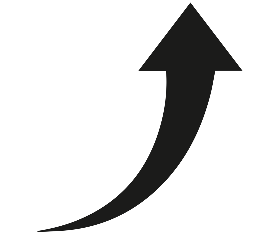 Curve arrow upward icon png on Transparent Background