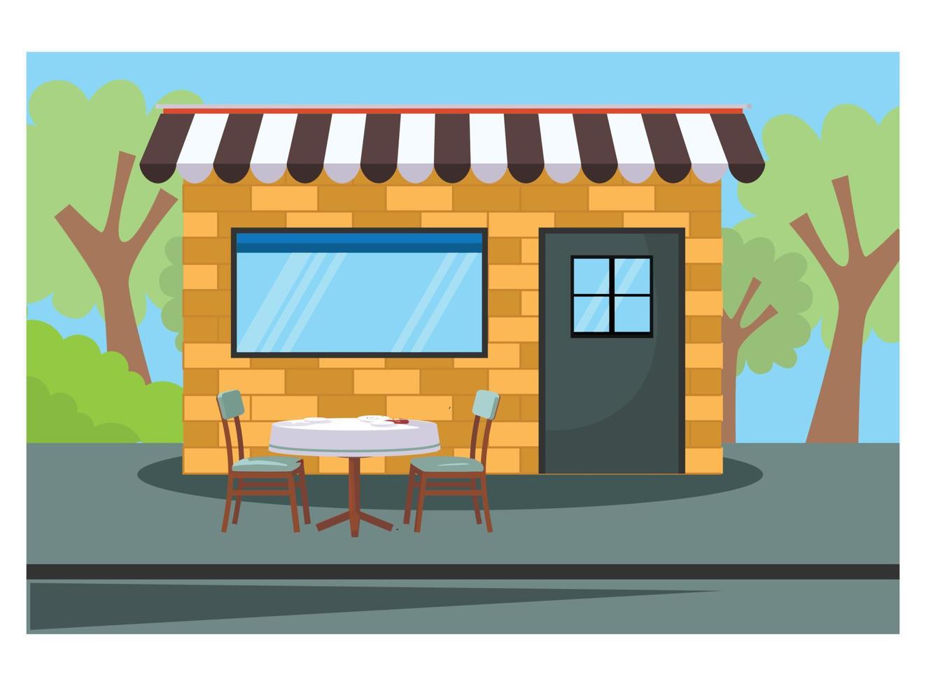 flat illustration of roadside coffee shop. Suitable for Diagrams, Infographics, And Other Graphic assets vector