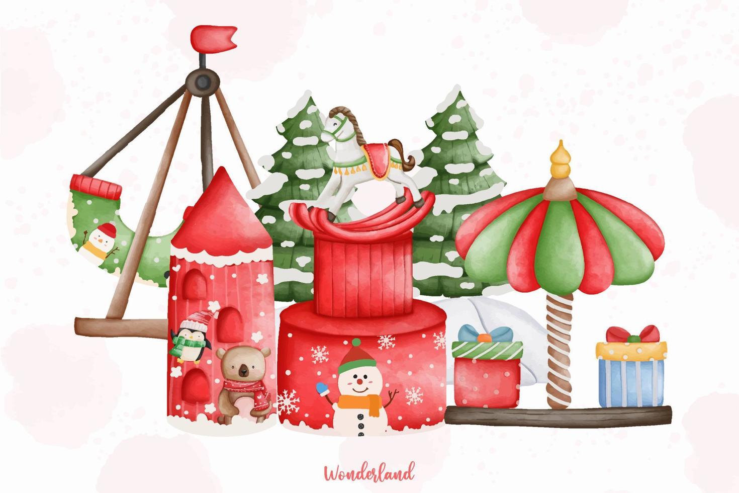 Christmas amusement park element, Christmas circus, Wonderland Christmas vector