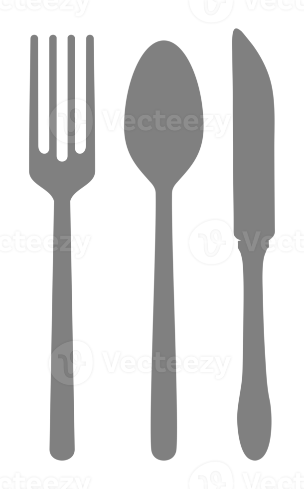 símbolo de icono de cuchara, tenedor y cuchillo para logotipo, pictograma, sitio web, aplicación o elemento de diseño gráfico. formato png