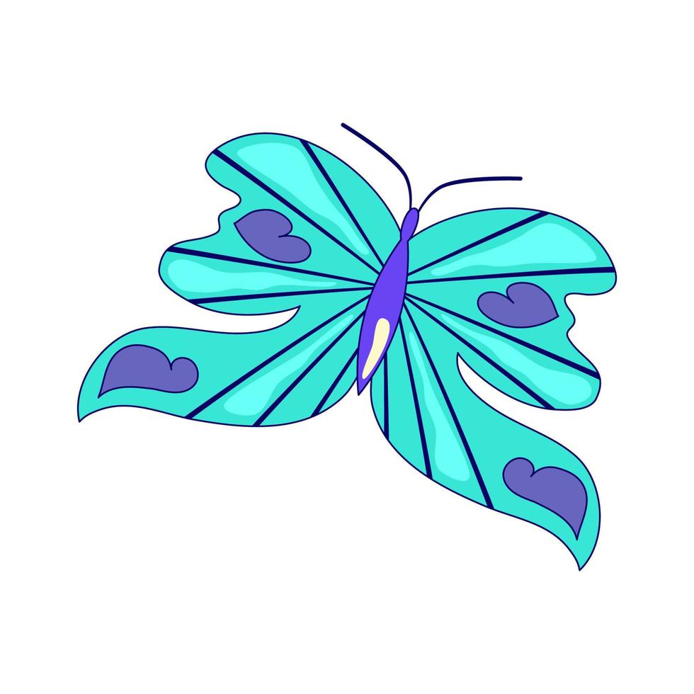 Y2k butterfly in abstract style on white background. Flower power. Y2k aesthetic. Vector illustration design. 90s, 00s butterfly isolated