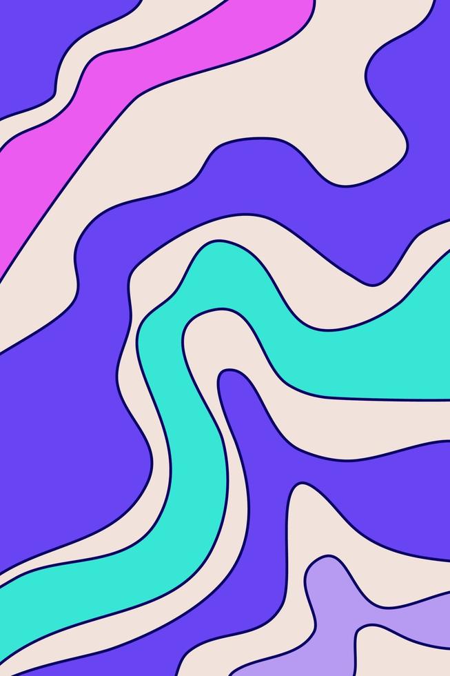 Abstract wave trippy poster blue color. Simple psychedelic wave. Modern vector illustration in style y2k retro. Swirl pattern aesthetic.