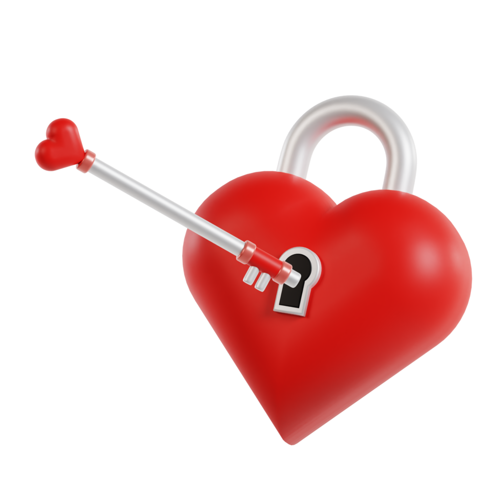 3d illustration of a love padlock on a transparent background png