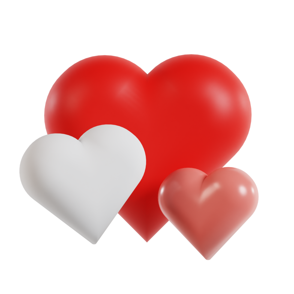 Illustration 3d de l'amour avec un fond transparent png