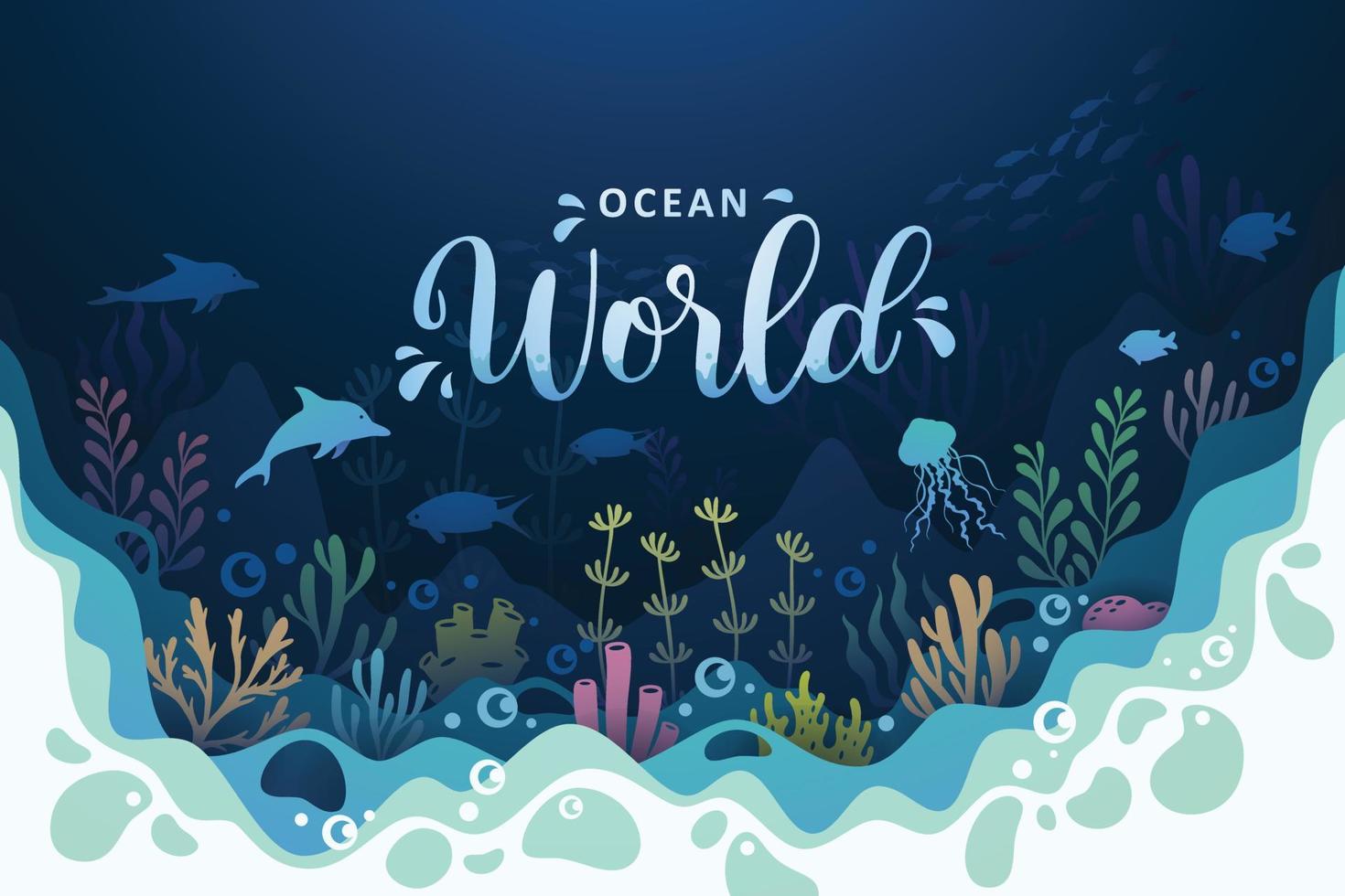 Landscape of oceans underwater world illustration vector