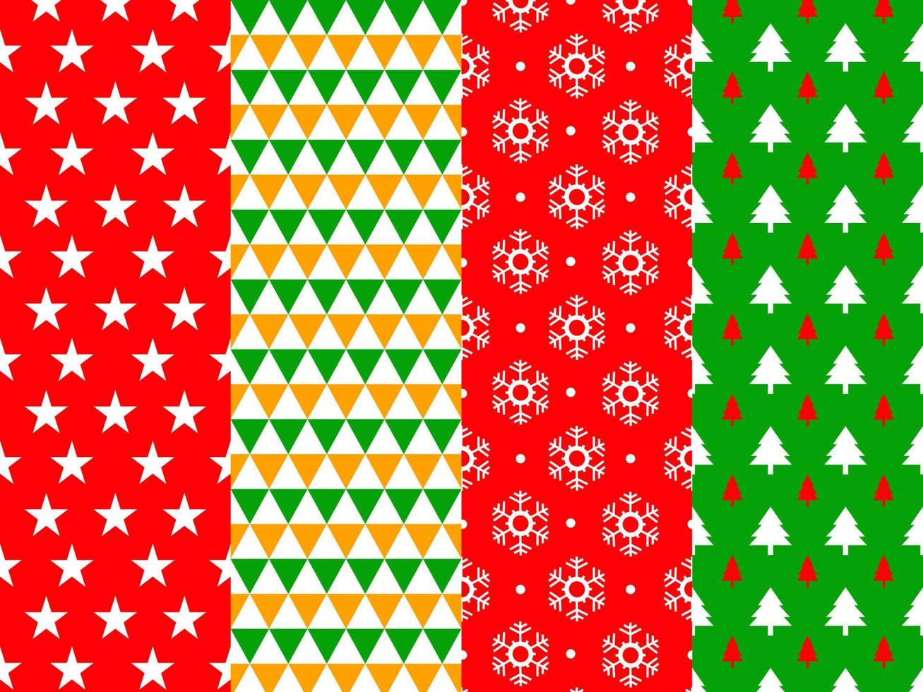 Set of Christmas pattern background. New year texture with stars, triangle, snowflake and Christmas tree. vector