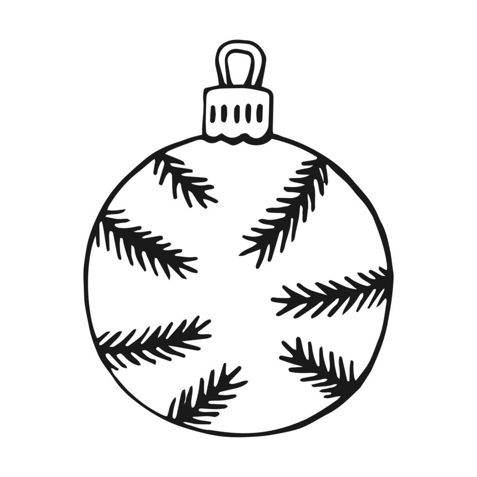 Christmas baubles. Decoration isolated elements. Hand drawn vector illustration.