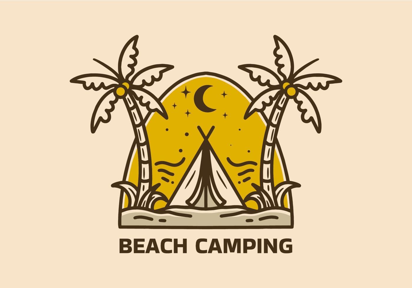 Vintage art illustration of beach camping badge vector