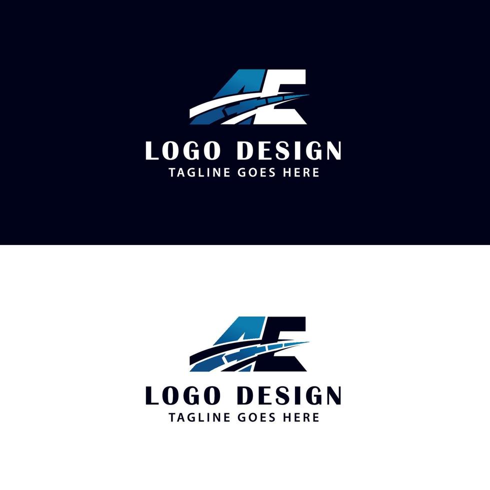 Letter AE route logo design vector