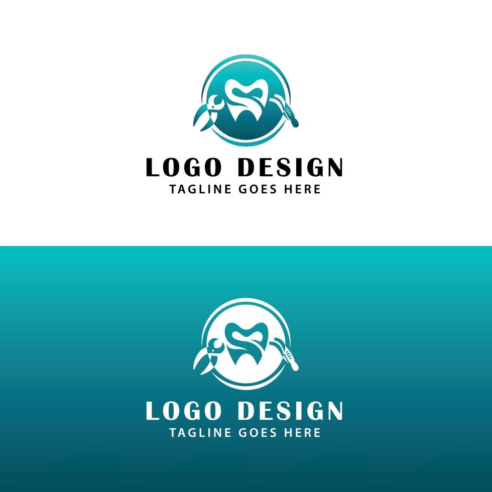 diseño de logotipo de herramienta dental - diseño de logotipo de dientes vector