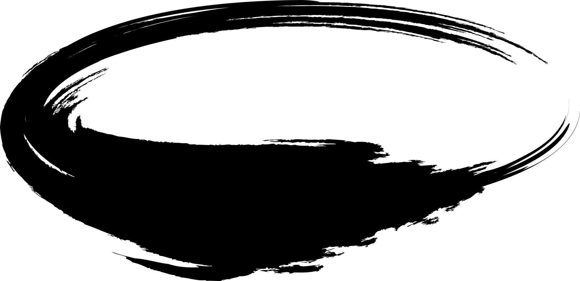 3D oval is drawn with a brush. Grunge frame. Icon. Logo, label and