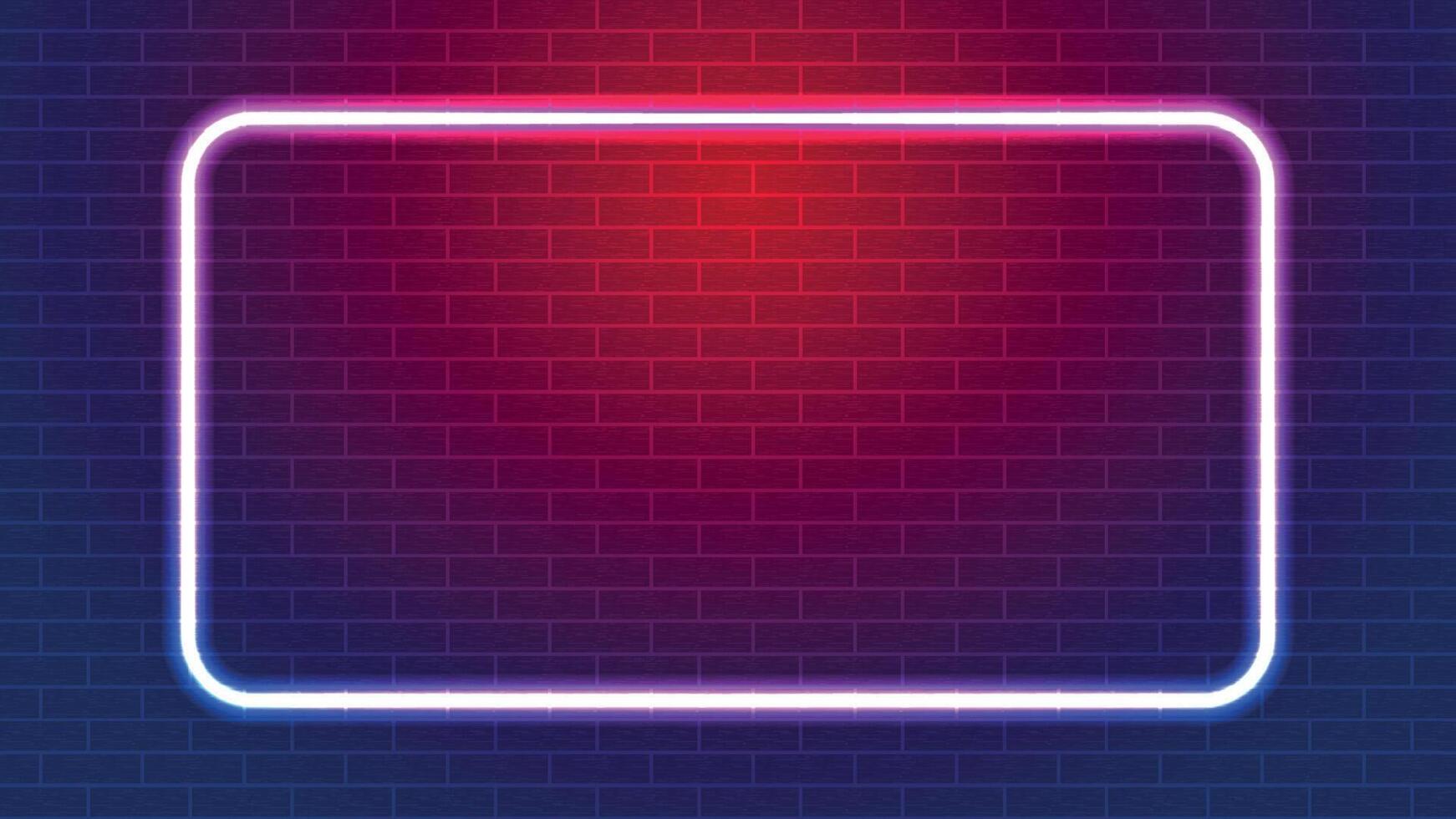 fondo de pared de ladrillo y luz de neón vector