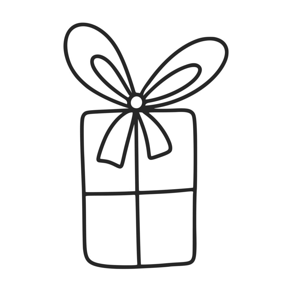 Gift box doodle illustration vector