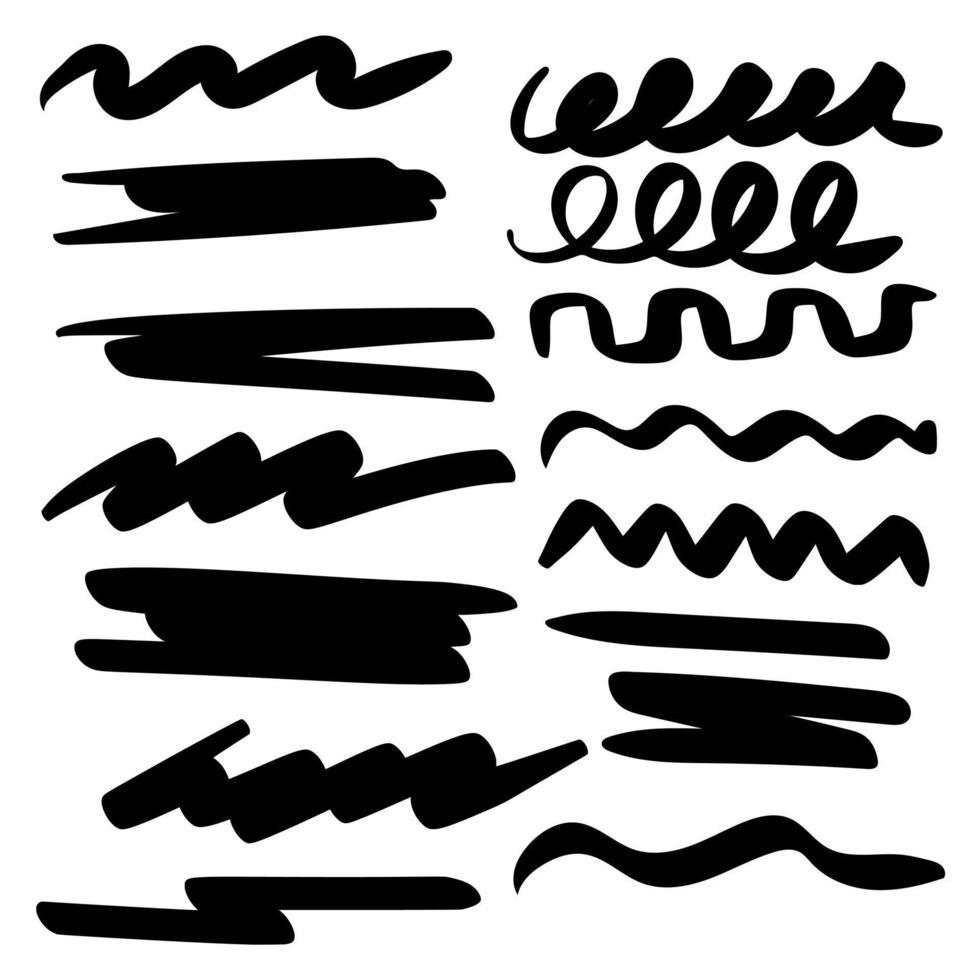 conjunto de líneas dibujadas a mano elementos de doodle vector