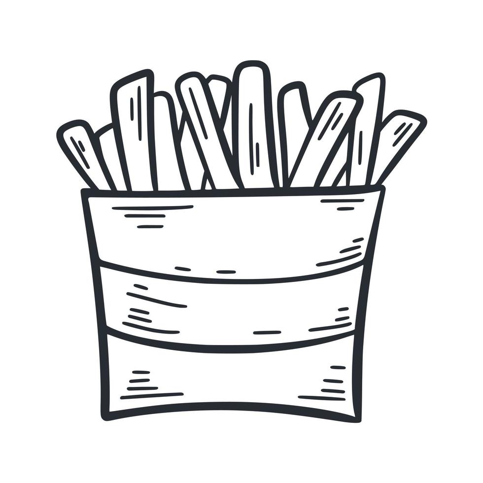 French fries doodle illustration vector